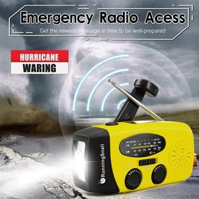 img 3 attached to 🔋 Emergency Hand Crank Radio with LED Flashlight - AM/FM Weather Radio, 2000mAh Power Bank Phone Charger, USB & Solar Powered - Ideal for Camping & Emergency Situations (Yellow)