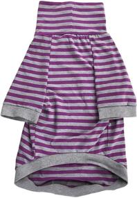 img 2 attached to 🐶 Tooth & Honey Big Dog Stripe Shirt: Enhanced Belly Coverage for Large Dogs - Purple and Grey Pitbull Shirt