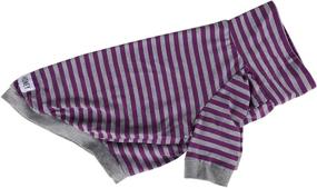 img 1 attached to 🐶 Tooth & Honey Big Dog Stripe Shirt: Enhanced Belly Coverage for Large Dogs - Purple and Grey Pitbull Shirt