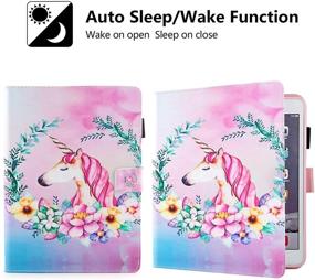 img 3 attached to Dteck Case for iPad 9.7 (iPad 6th/5th Gen 2018/2017 & iPad Air 2 & iPad Air 2013), 9.7 Inch - Auto Sleep/Wake, Protective PU Leather Wallet Stand Flip Cute Cover in Pink Unicorn Design