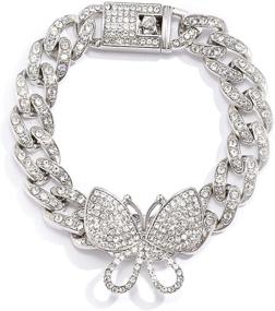 img 4 attached to Yfstyle Butterfly Bracelets Rhinestone Accessories Silver
