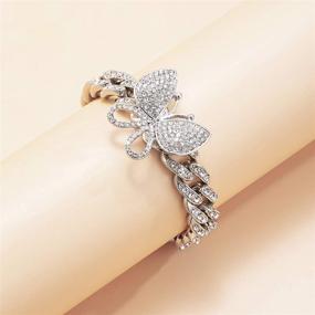 img 3 attached to Yfstyle Butterfly Bracelets Rhinestone Accessories Silver