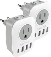 🔌 [2-pack] european travel plug adapter with usb c, american outlets, and usb ports - vintar international power adaptor, 6 in 1 european plug adapter logo