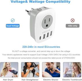img 1 attached to 🔌 [2-Pack] European Travel Plug Adapter with USB C, American Outlets, and USB Ports - VINTAR International Power Adaptor, 6 in 1 European Plug Adapter