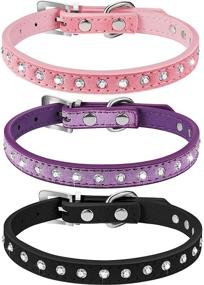 img 4 attached to 🐶 Dazzling and Adjustable Rhinestone Dog Collars - Weewooday 3-Piece Set for Small and Medium Dogs