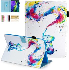 img 4 attached to Dteck iPad Pro 11 Inch 2021/2020/2018 Case, Compatible with iPad Air 4th 10.9", Premium PU Leather Multi-Angle Viewing Stand, Protective Folio Smart Wallet Cover with Auto Wake/Sleep, Cute Elephant Design