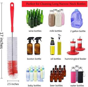 img 3 attached to 5-Pack Red Bottle Brush Cleaner Set - Long Large Cleaning Brush for Hydro Flask, 🧼 Thermos, Water Bottles & More - Perfect for Narrow Neck Wine/Beer Bottles, Hummingbird Feeders, Spouts, and Straws