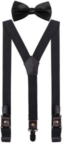 img 3 attached to 👔 Стильные и регулируемые подтяжки и галстук CEAJOO для мужчин и мальчиков с черными металлическими клипсами: идеальное сочетание на любое мероприятие