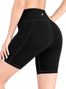 img 3 attached to Heathyoga High Waist Workout Biker Shorts for Women with Pockets - Yoga and Running Shorts for Women