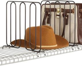 img 4 attached to 🗄️ mDesign Bronze Metal Wire Closet Shelf Divider and Separator - Versatile Storage and Organization Solution for Bedroom, Bathroom, Kitchen, and Office - Ideal for Wire Shelving - Easy Installation, 2 Pack