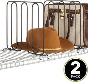 img 3 attached to 🗄️ mDesign Bronze Metal Wire Closet Shelf Divider and Separator - Versatile Storage and Organization Solution for Bedroom, Bathroom, Kitchen, and Office - Ideal for Wire Shelving - Easy Installation, 2 Pack