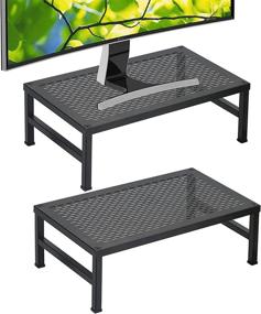 img 4 attached to Auledio Metal Monitor Stand Riser: Anti-Slip Desk Organizer for Laptop, Computer, iMac, Pc, Printer - Black (2 Pack)