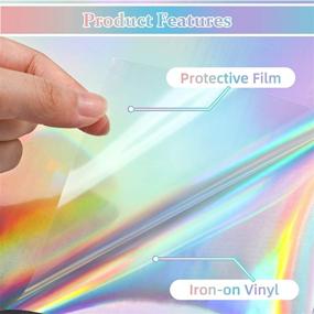 img 2 attached to Vibrant Rainbow Silver Holographic Heat Transfer Vinyl - 10 Sheet Pack for DIY T-Shirts, Hats, and Crafts