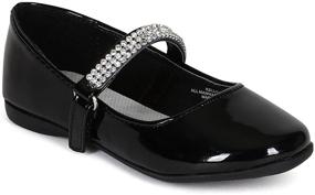 img 4 attached to 👠 Stylish Leatherette Rhinestone Ballerina Shoes for Toddler & Little Girls