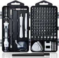 🔧 122 in 1 magnetic laptop screwdriver kit - computer repair set with precision screwdrivers - small impact screw driver set - grey - ideal for computer, laptop, pc, iphone, watch, ps4 - diy hand tools logo