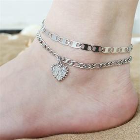 img 2 attached to 🔗 Stylish Silver Cuban Link Anklet Bracelet with Initial Design for Women and Men - Dainty Name Ankle Accessory for Teen Girls