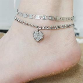 img 3 attached to 🔗 Stylish Silver Cuban Link Anklet Bracelet with Initial Design for Women and Men - Dainty Name Ankle Accessory for Teen Girls