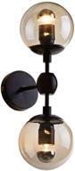 🔦 kco lighting black industrial wall sconce with globe glass shade - mid-century vanity light fixtures for bedroom, study room, bathroom, restaurant (1 pack) логотип