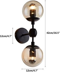 img 2 attached to 🔦 KCO Lighting Black Industrial Wall Sconce with Globe Glass Shade - Mid-Century Vanity Light Fixtures for Bedroom, Study Room, Bathroom, Restaurant (1 Pack)