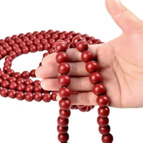 img 1 attached to 🎄 Sparkling Dark Red Christmas Wooden Bead Garland – 9 Feet Wood Bead Holiday Decoration for Christmas Tree