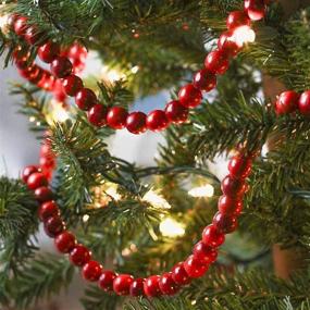 img 4 attached to 🎄 Sparkling Dark Red Christmas Wooden Bead Garland – 9 Feet Wood Bead Holiday Decoration for Christmas Tree