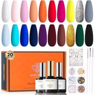 💅 modelones 33 pcs gel nail polish starter kit - 20 colors with no wipe glossy & matte top/ base coat, nail brush, solid shimmer glitters - diy salon-quality manicure at home logo