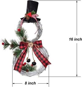 img 1 attached to 🎄 Lighted Christmas Wreath Decoration - DearHouse 16 x 8 Inch Grapevine Wreath with Snowman Shape, Hat and Bow - Perfect Front Door, Home Garden, and Wall Decor