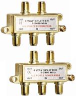 🔌 wevzeney 4-way coaxial cable splitter, 2.4 ghz 5-2400 mhz, for stb tv, satellite, high-speed internet, antenna & moca network, gold-plated connectors, corrosion-resistant, 2-pack logo
