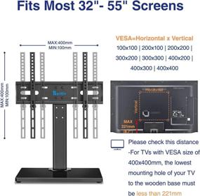 img 1 attached to 📺 Rentliv Universal TV Stand: Adjustable Height Table Top Stand for 37-55 inch LCD LED TVs - Solid Wooden Base, Wire Management & VESA 400x400mm
