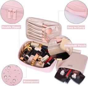 img 3 attached to 💄 Makeup Bag with Inner Pouch - Pink Cosmetic Travel Bag for Women, Large Toiletry Bag for Girls, Makeup Bag with Brush Bags - Reusable Travel Toiletry Bag