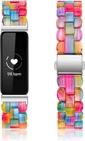img 3 attached to 🌈 Joyozy Inspire 2 Oval Resin Bands: Stylish Rainbow Wristbands for Fitbit Inspire Series with Stainless Steel Buckle - Women's Replacement Accessories