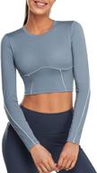 👚 xiaoxiao long sleeve crop top: stylish women's athletic shirt with built-in bra for yoga, running, and sports logo