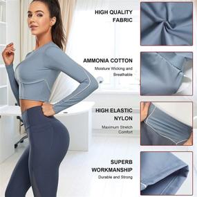 img 2 attached to 👚 XIAOXIAO Long Sleeve Crop Top: Stylish Women's Athletic Shirt with Built-in Bra for Yoga, Running, and Sports