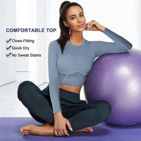 img 1 attached to 👚 XIAOXIAO Long Sleeve Crop Top: Stylish Women's Athletic Shirt with Built-in Bra for Yoga, Running, and Sports