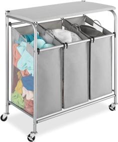 img 3 attached to 🧺 Convenient Whitmor 3 Section Rolling Laundry Sorter with Folding Station & Ironing Board