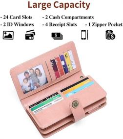 img 2 attached to 👛 SENDEFN Women's Ultra Slim Real Leather Card Holder Wallet with RFID Blocking - Large Capacity (Light Pink)