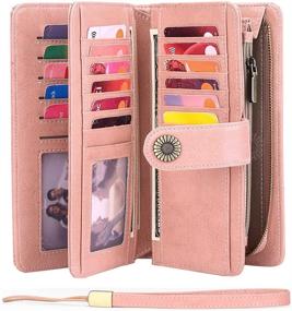 img 3 attached to 👛 SENDEFN Women's Ultra Slim Real Leather Card Holder Wallet with RFID Blocking - Large Capacity (Light Pink)