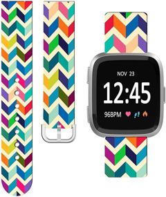 img 4 attached to 🌈 ENDIY Soft Silicone Gel Bands Replacement for Fitbit Versa/Versa 2/Versa Lite/Versa 2 SE - Candy Rainbow Colorful Print Girly Design - Small Size