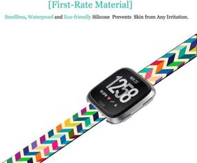 img 2 attached to 🌈 ENDIY Soft Silicone Gel Bands Replacement for Fitbit Versa/Versa 2/Versa Lite/Versa 2 SE - Candy Rainbow Colorful Print Girly Design - Small Size