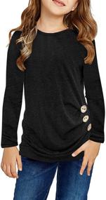 img 3 attached to Eytino Sleeve Shirts Casual Button Girls' Clothing for Tops, Tees & Blouses