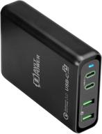 быстрое зарядное устройство avlt 100w usb c с двумя портами usb-c pd и qc3.0 - оптимизировано для razer blade stealth, macbook pro 15/16/air, ipad pro/air, iphone 11 pro max/11 pro/11/xs/max/xs/xr/x, galaxy note 10+/s10 ultra. логотип