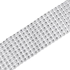 img 2 attached to 1 Roll of 10 Yards Silver Diamond Rhinestone Mesh Ribbon - Perfect for Wedding Cake, Birthdays, Baby Shower, Event Decorations, Arts & Crafts - 8 Row, 1.5 Inches