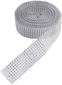 img 3 attached to 1 Roll of 10 Yards Silver Diamond Rhinestone Mesh Ribbon - Perfect for Wedding Cake, Birthdays, Baby Shower, Event Decorations, Arts & Crafts - 8 Row, 1.5 Inches