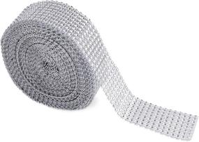 img 4 attached to 1 Roll of 10 Yards Silver Diamond Rhinestone Mesh Ribbon - Perfect for Wedding Cake, Birthdays, Baby Shower, Event Decorations, Arts & Crafts - 8 Row, 1.5 Inches