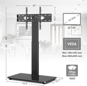 img 1 attached to 📺 Swivel Height Adjustable Universal Floor TV Stand: 32-65 inch Plasma LCD LED OLED Flat/Curved Screen TVs, Black Tempered Glass Base with Media Storage