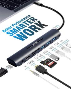 img 3 attached to ВЕООВЕ адаптер USB C Hub HDMI VGA: 9-портовый обновленный Type C to HDMI 4K для Samsung Dex Station, Galaxy S10/S9/S8 Note 9/8, MacBook Pro 2018 2017/Air 2018/2019 (темно-серый)