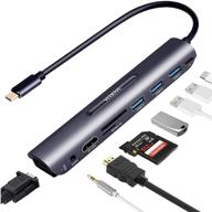 веоове адаптер usb c hub hdmi vga: 9-портовый обновленный type c to hdmi 4k для samsung dex station, galaxy s10/s9/s8 note 9/8, macbook pro 2018 2017/air 2018/2019 (темно-серый) логотип