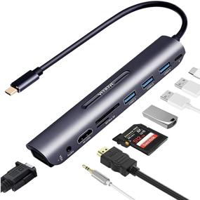 img 4 attached to ВЕООВЕ адаптер USB C Hub HDMI VGA: 9-портовый обновленный Type C to HDMI 4K для Samsung Dex Station, Galaxy S10/S9/S8 Note 9/8, MacBook Pro 2018 2017/Air 2018/2019 (темно-серый)