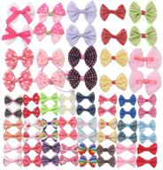 yaka 68pcs (34pairs) mixed grosgrain ribbon mini bow ties crafting rose appliques wedding hair bow diy decor in 34 colors (style3) logo