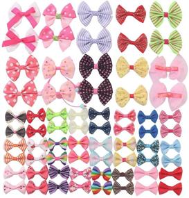 img 1 attached to YAKA 68pcs (34pairs) Mixed Grosgrain Ribbon Mini Bow Ties Crafting Rose Appliques Wedding Hair Bow DIY Decor in 34 Colors (Style3)